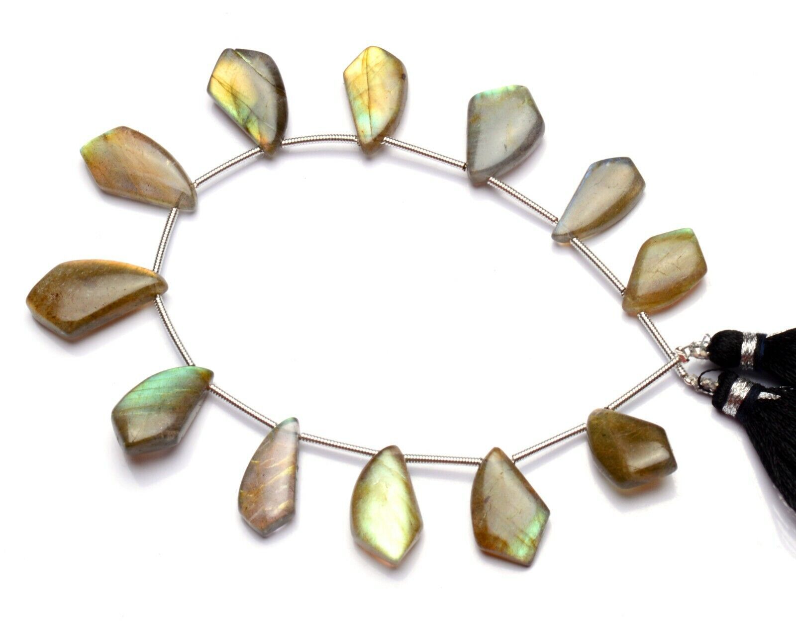 Natural Gem Multi Fire Labradorite 15×9 to 19x11mm Smooth Fancy Beads 8″ Strand
