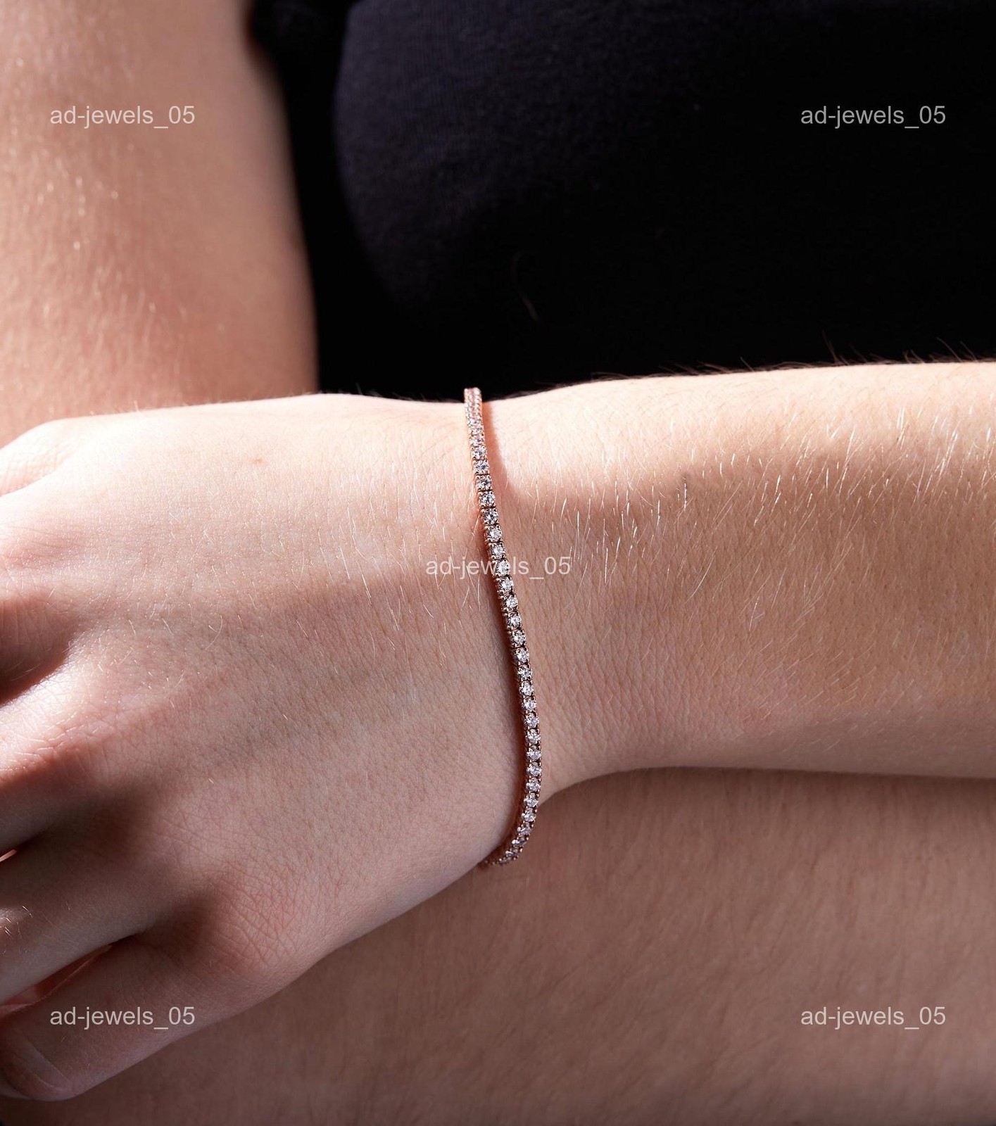 Diamond Tennis Prong Set Mother’s Day Wedding Proposal Bracelet 14K Rose Gold