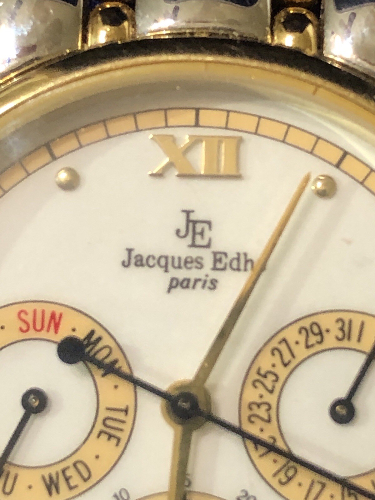 Jacques Edho Paris Watch Moon Phase Day Date with Box – 7 to 8 inch Length