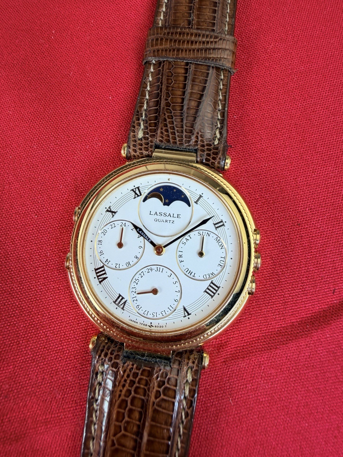 NOS Seiko Lassale 7F68-6020 Moonphase Perpetual Calendar Watch No Movement