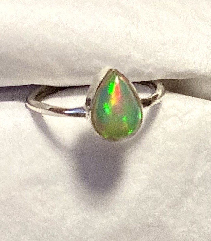 Lovely Ethiopian Opal Ring 925 Sterling Silver Size 7🌹