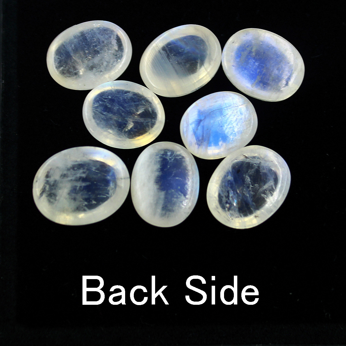8 PC Natural Rainbow Moonstone High Quality 9mm-11mm Oval Cabochon Gemstones Lot