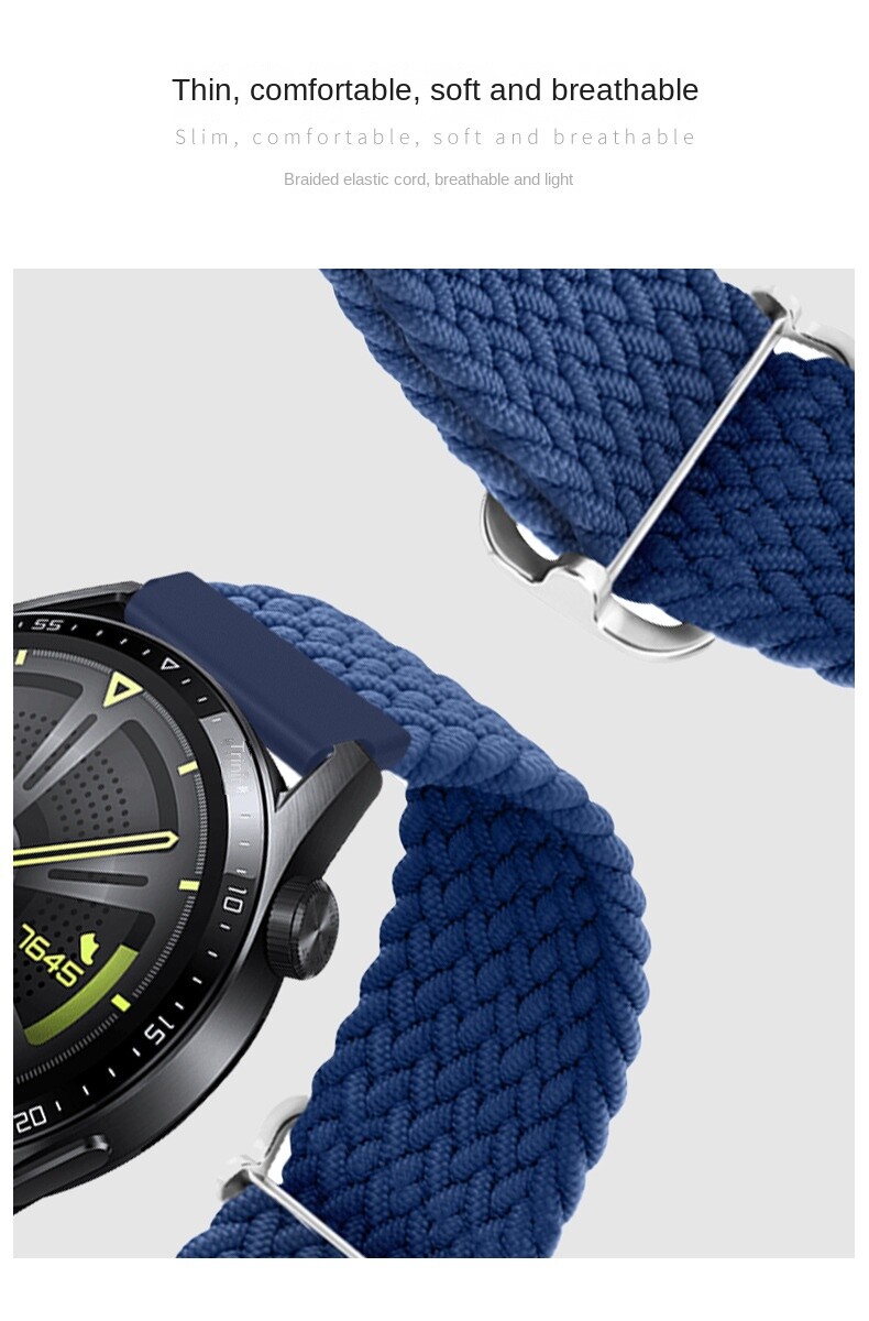 High Quality Adjustable Nylon Braided Elastic Sport Watch Band Strap 20mm 22mm