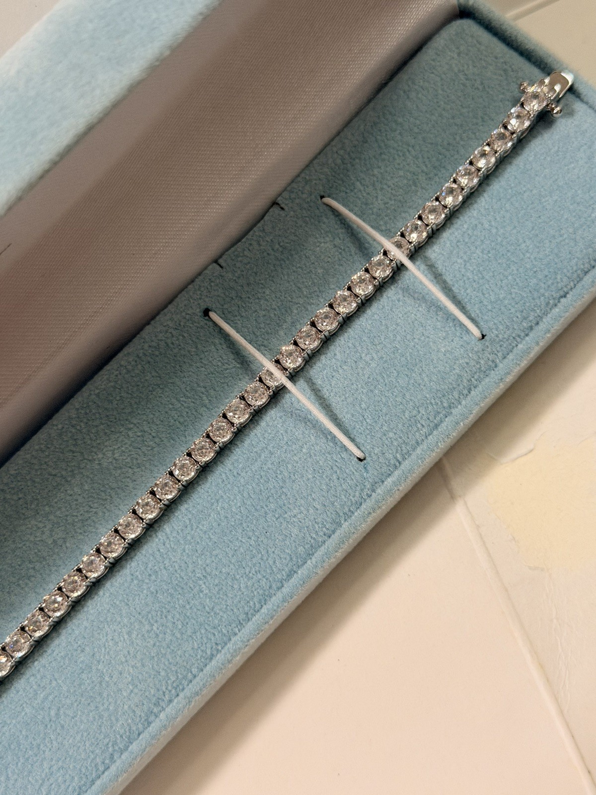 NEW QVC Epiphany Platinum Clad 925 Sterling Silver Diamonique 8” Tennis Bracelet