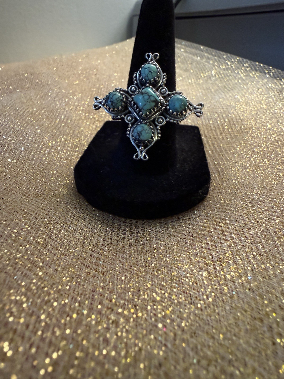 D’Joy Artisan Crafted Blue Moon Turquoise Ring In Sterling Silver Sz 7, 2.80 Ct