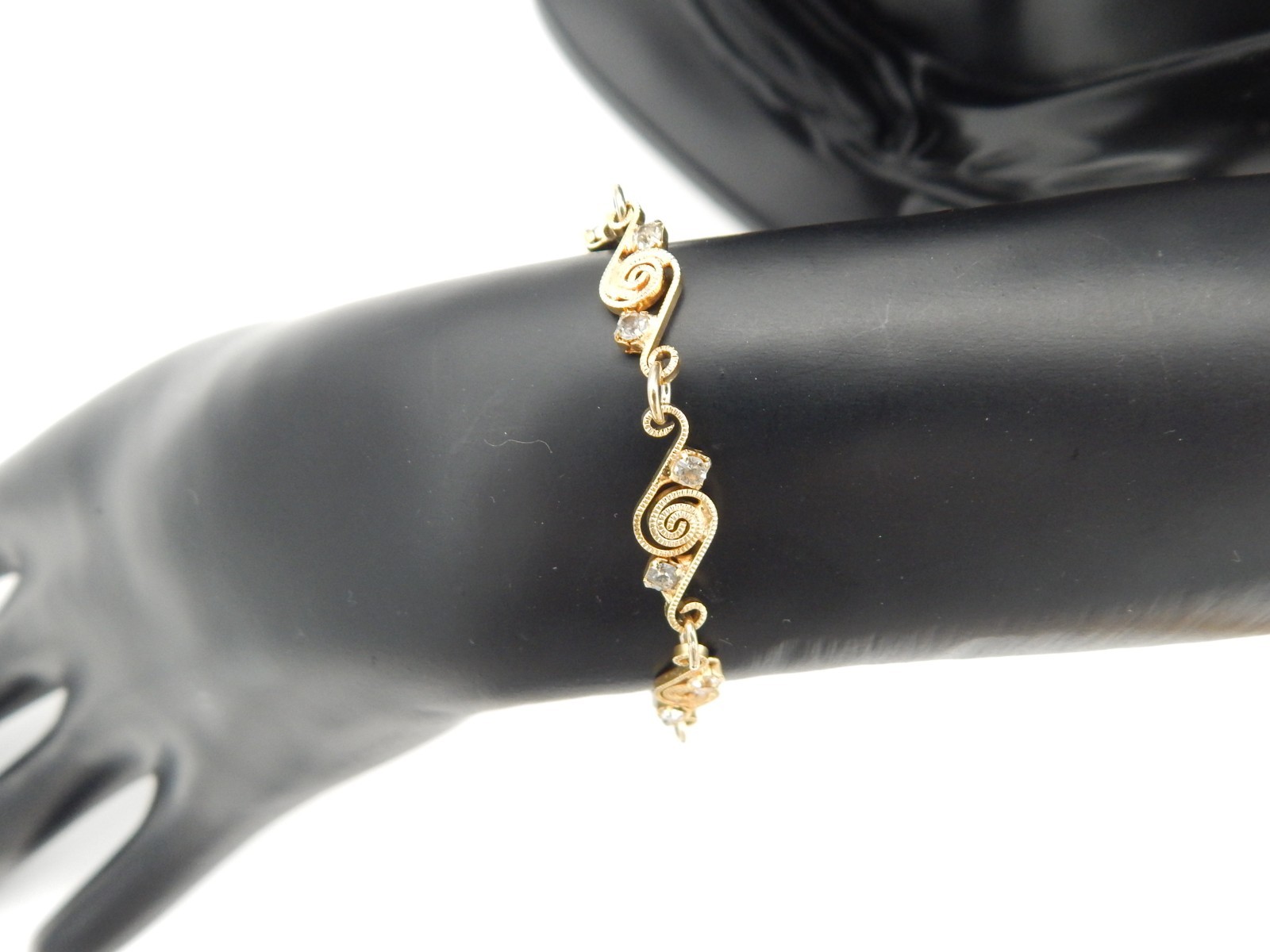 Vintage 12K Gold Plated Swirl Filigree Studded Bracelet