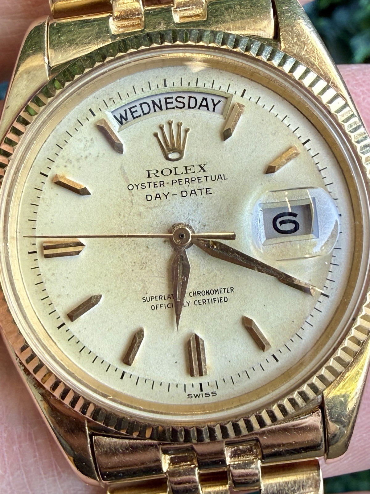 1958 Rolex Day-Date 36mm Watch 6611 18k Gold Jubilee Engraved Fluted President