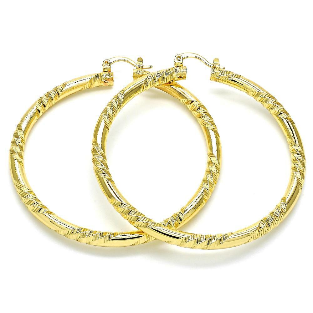 Women’s 4mm Diamond Cut Rope Twist 14k Gold Filled Round Hoop Earrings 30-80mm