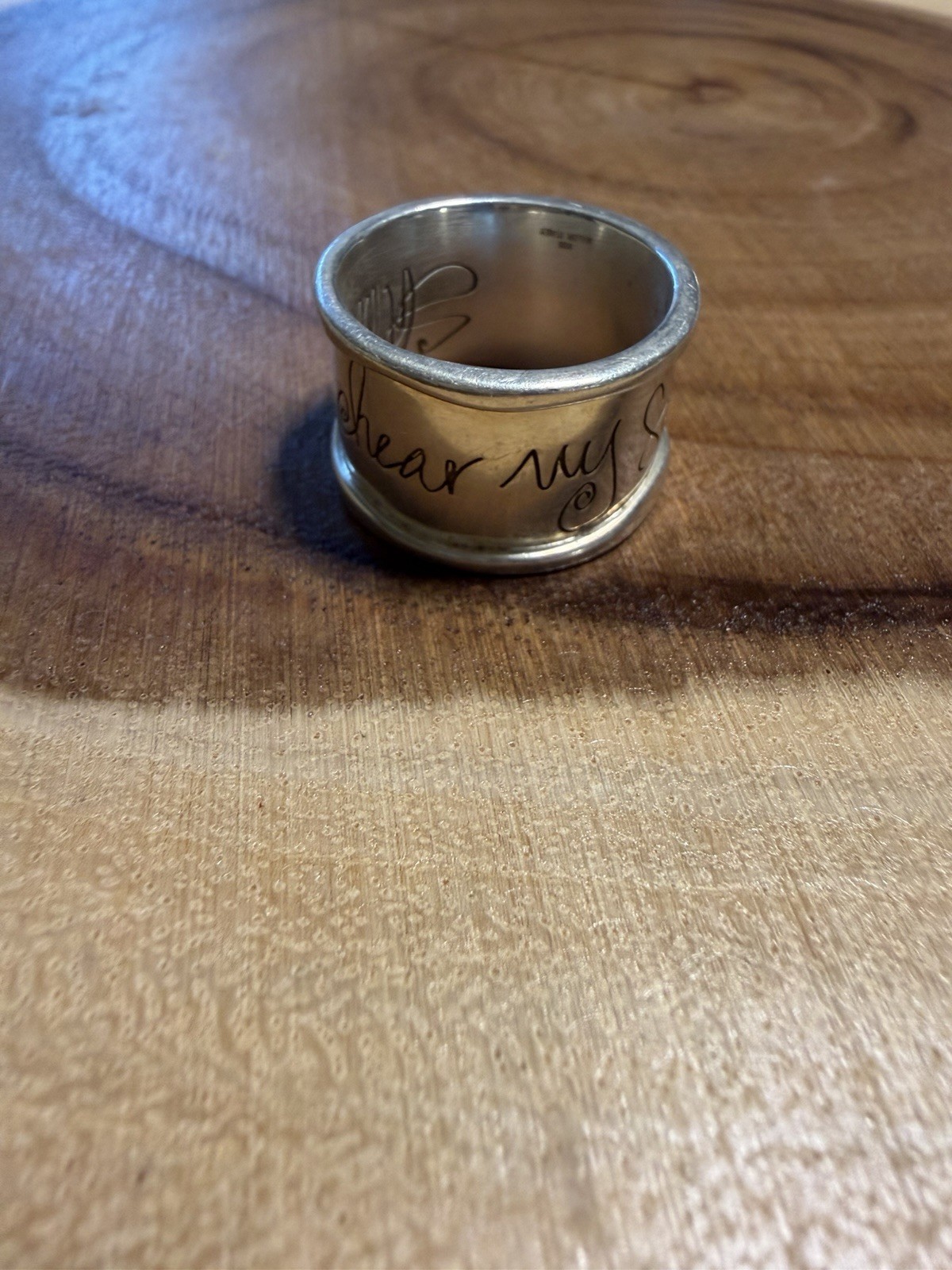 Silver Milor Italy Engraved Love Wide Band Ring Size 11 Metal Round No Stone
