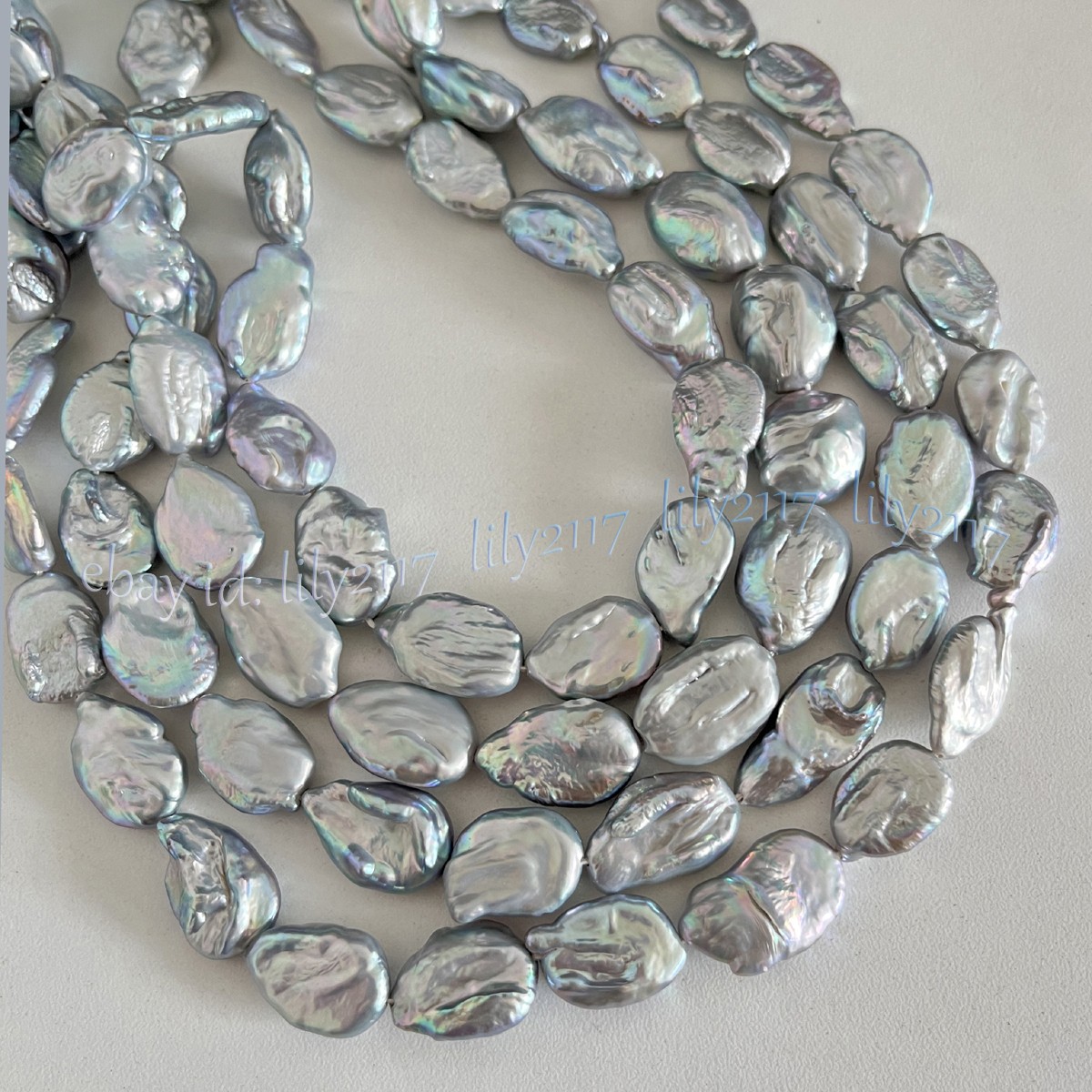 Luster 15-20mm Natural South Sea Gray Baroque Keshi Pearl Loose Beads 15″ Strand