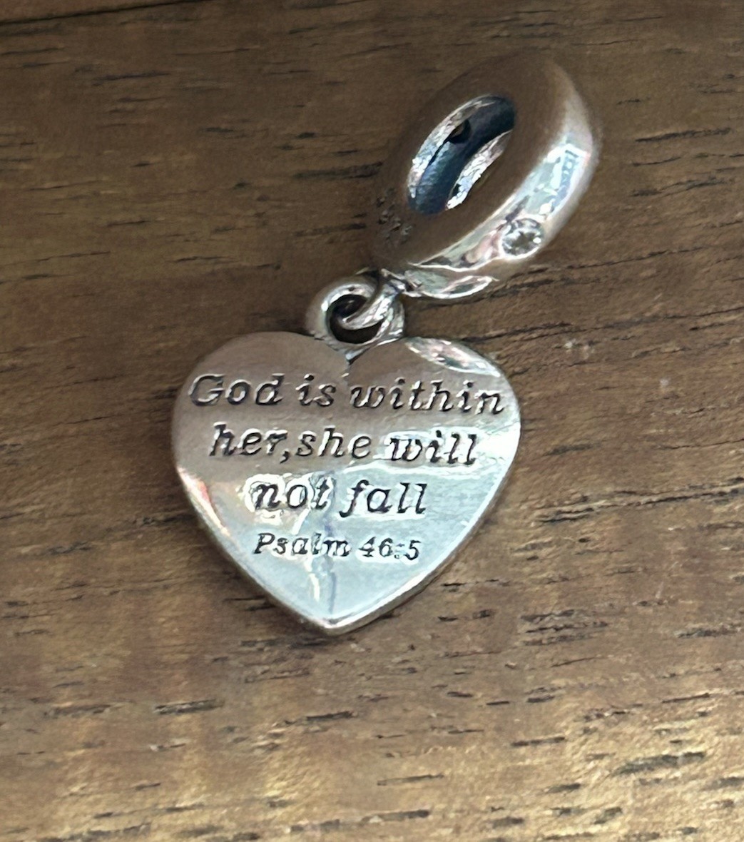S925 sterling silver Charms Bible Verse Psalm 46:5 Religious Cross Pendant God