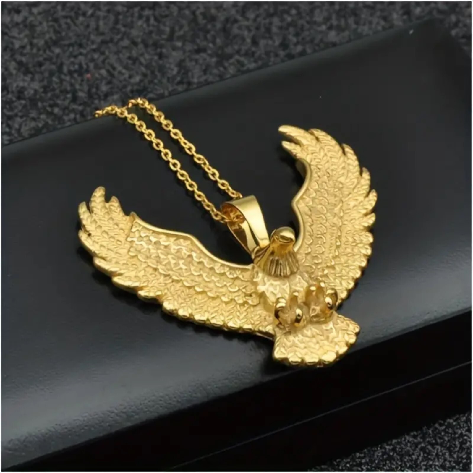 Eagle Wing Pendant Necklace, 60cm Length Chain, Gold Plated Zinc Alloy. BB24