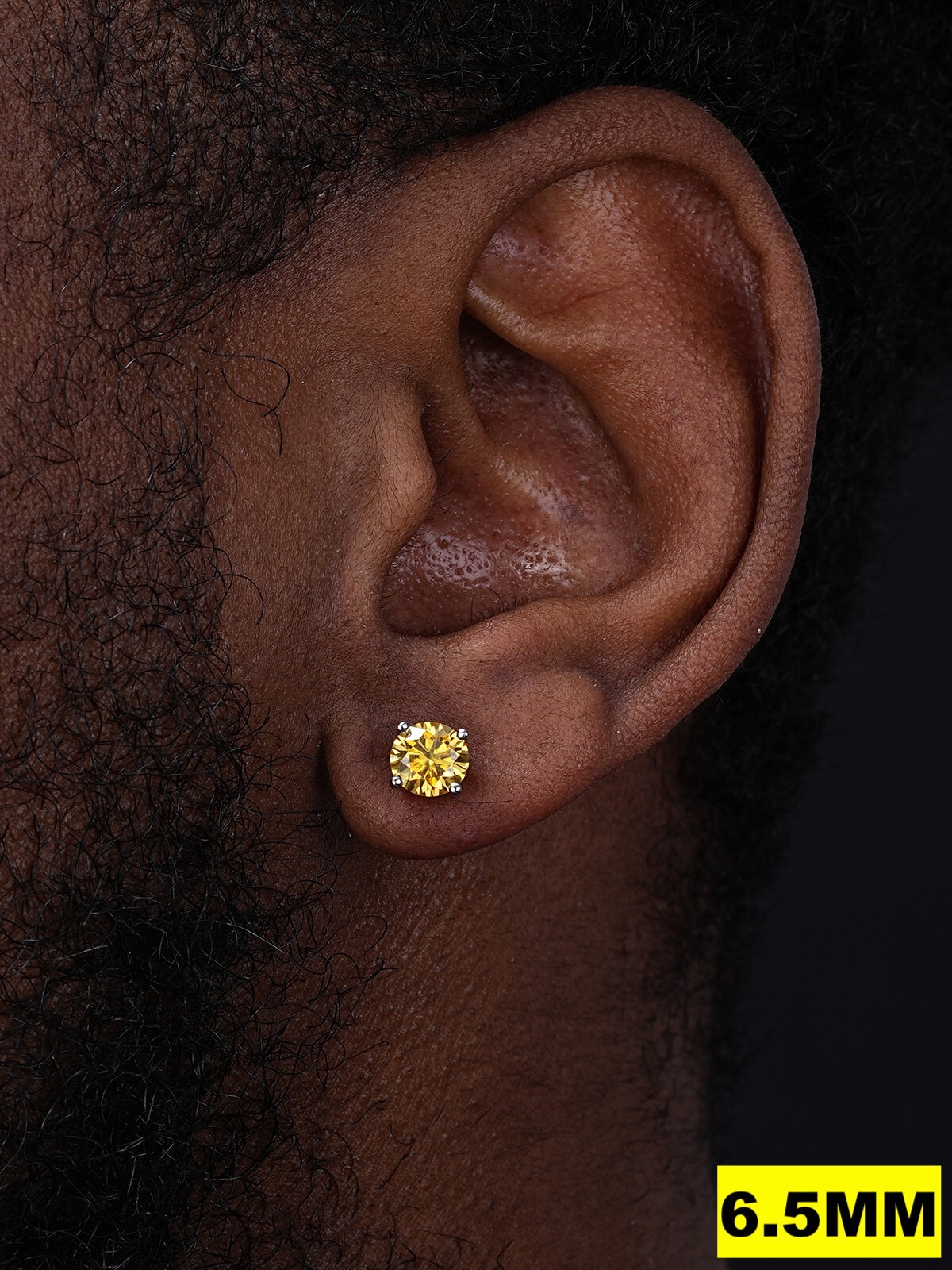 Real Canary Yellow Moissanite Screwback Stud Earrings 925 Silver 3-8mm Pass Test