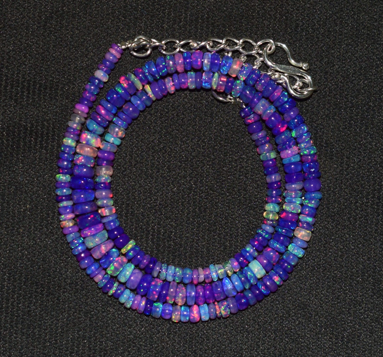 37Crt 3To5MM 16″Natural Ethiopian Purple Opal Gemstone Beads Necklace New