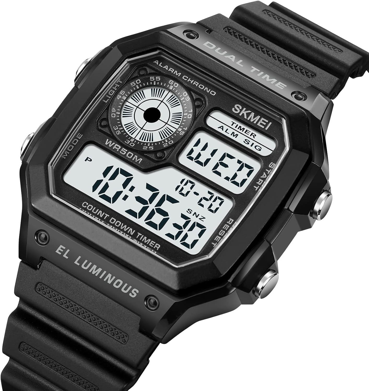 Reloj Para Hombre Skmei Resistente Al Agua Acero Inoxidable Hora Mundial Negro