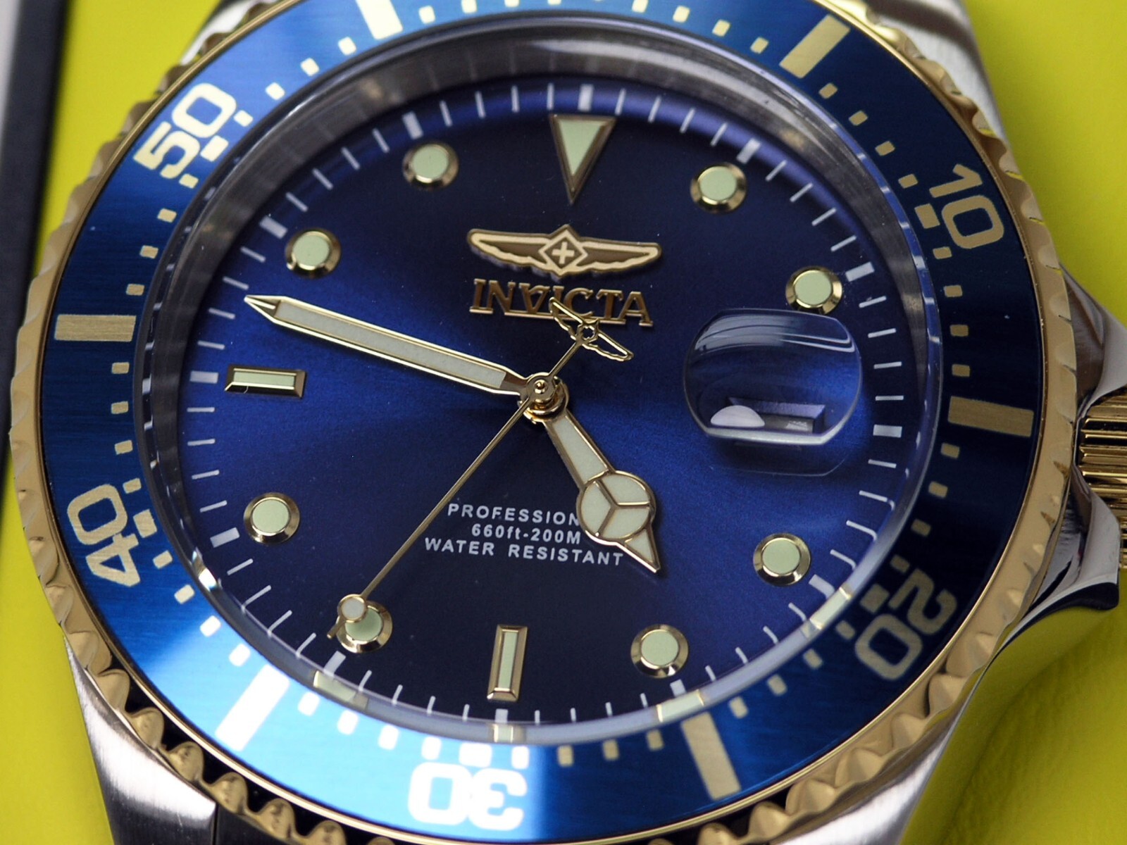 NEW INVICTA 22058 PRO DIVER COIN EDGE BLUE WATCH TU TONE STAINLESS STEEL 43MM