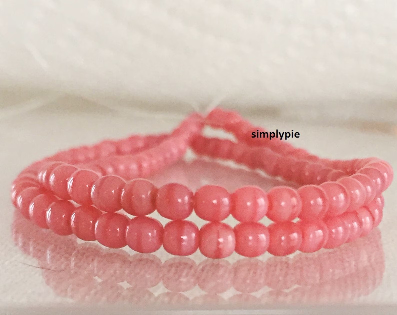Pink Coral Czech Glass Beads 3mm Round 50 Druk