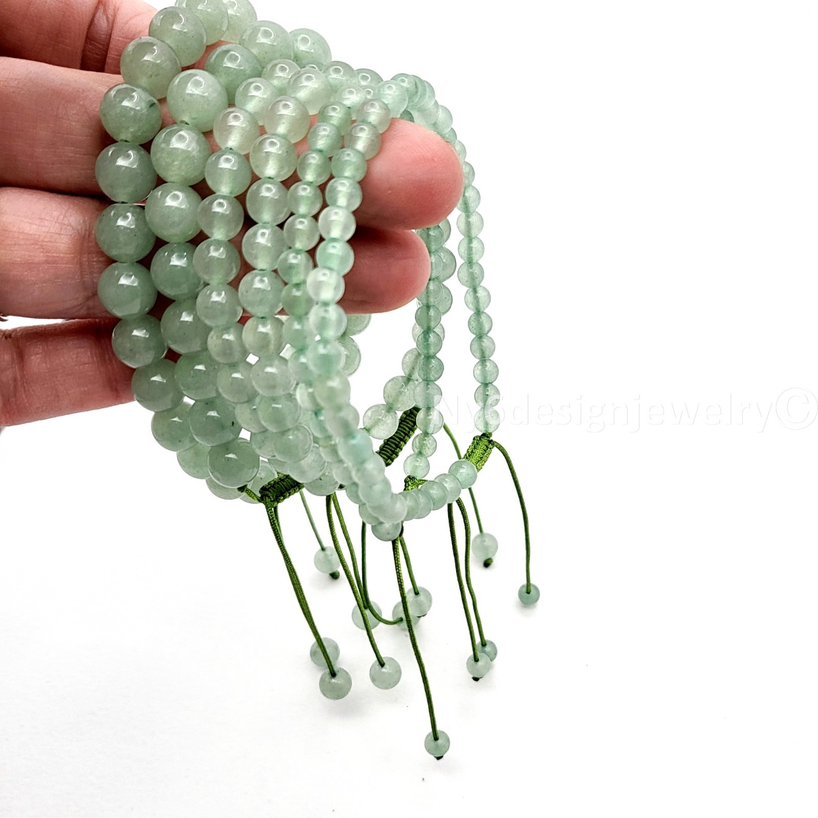 Macrame Natural Green Aventurine Bracelet Adjustable Knotting Crystal Healing
