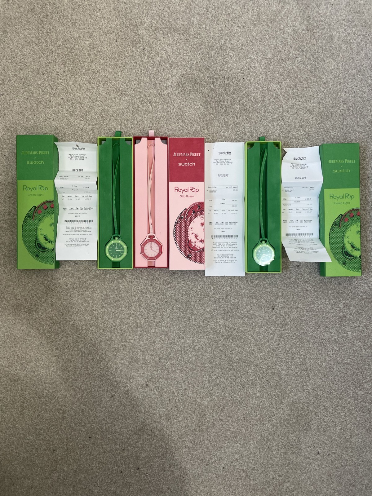 3 AP × Swatch | 2 Green Eight + Otto Rosso | Receipts & 2 Year Warranty