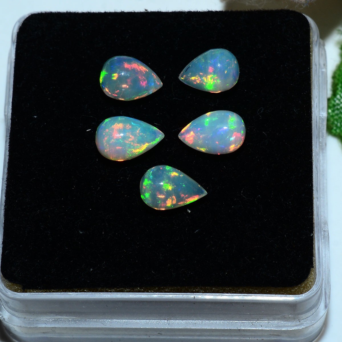 Set 5 Pcs Natural Ethiopian Opal Hi-Grade Teardrop Undrilled Loose Gemstones Lot