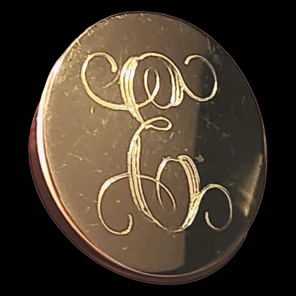 Vintage Mid 20th Century Monet Signed Gold Monogram “E” Brooch