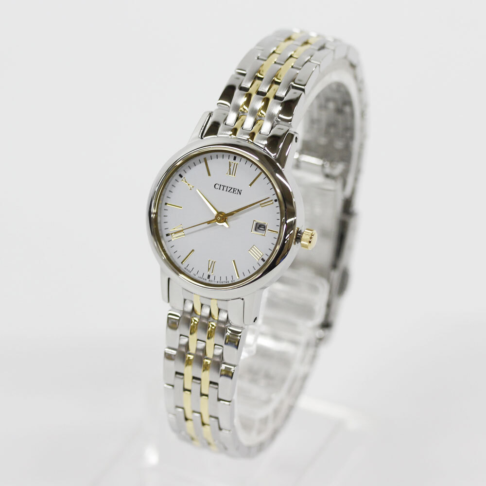 CITIZEN EW1584-59C Analog Quartz Solar Powered White Silver/Gold