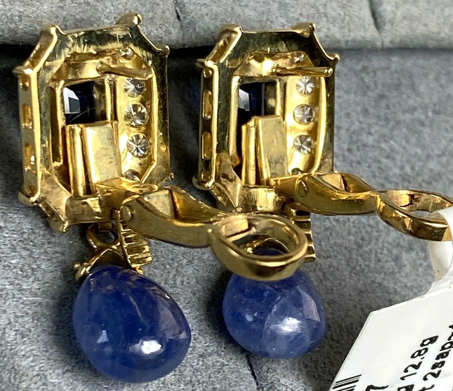 Vintage Diamond Sapphire Earrings Estate Fine Jewelry Pre-Owned