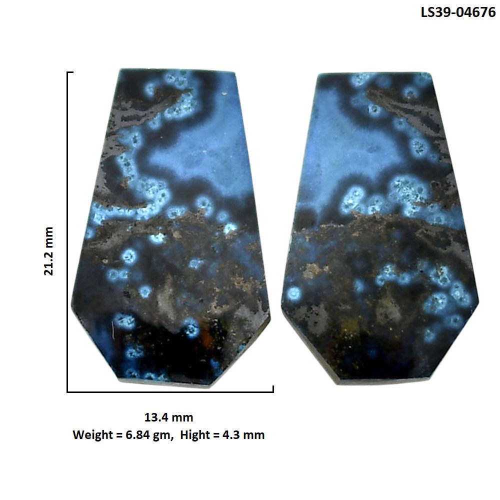 Natural Shattuckite Pair 13.4×21.2×4.3 mm Fancy Polished Gemstone LS39-04676