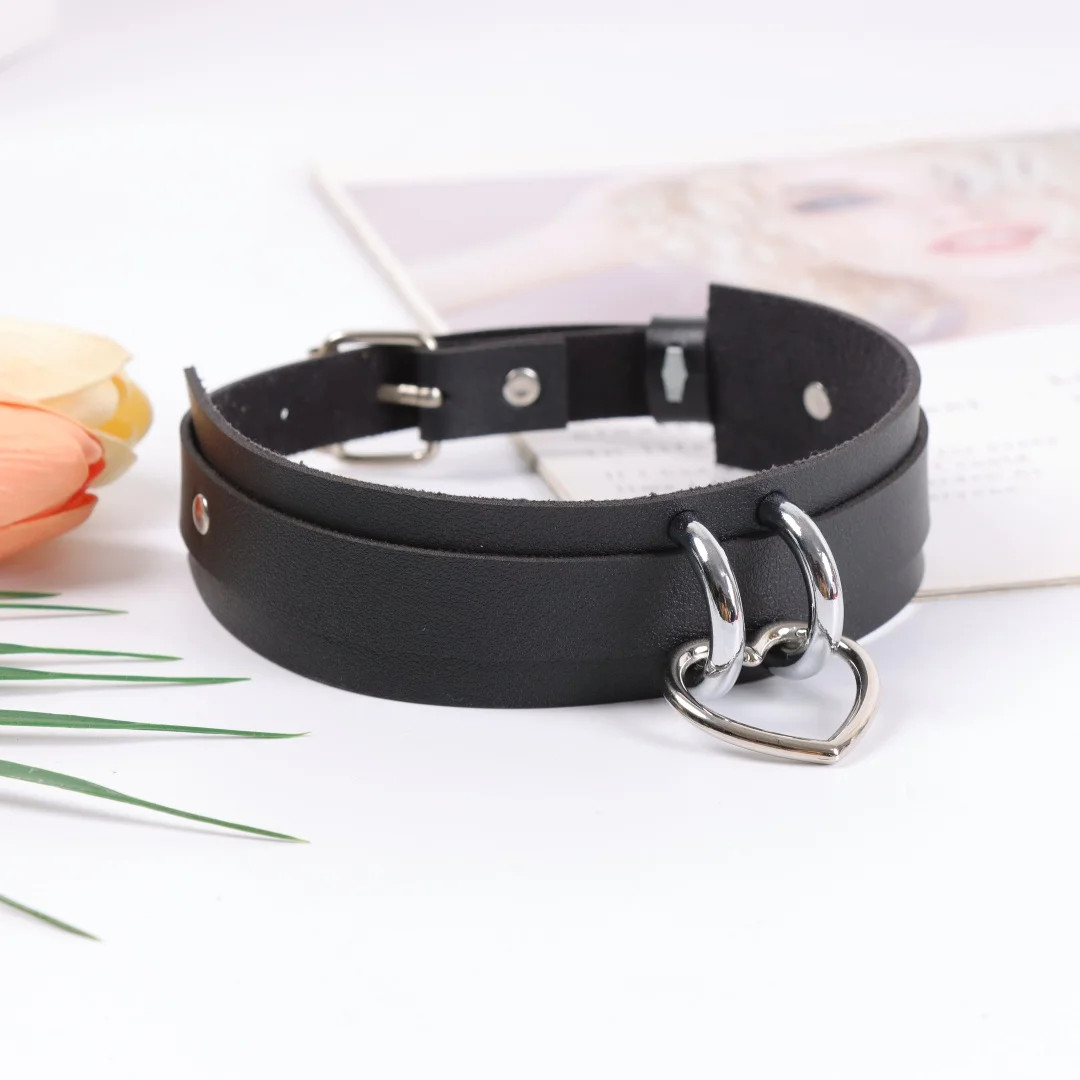 Punk Spike Metal Collar Girls Leather Choker Necklace for Women Gothic Belt