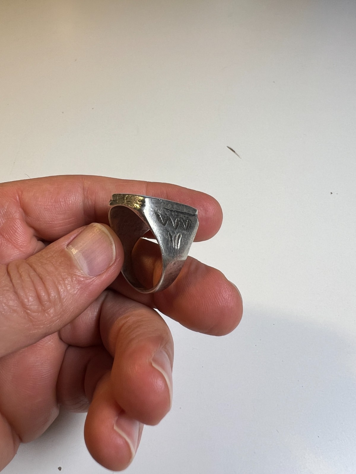 Vintage Navajo Sterling Silver & Large Rectangular Turquoise Cabochon Ring sz 11
