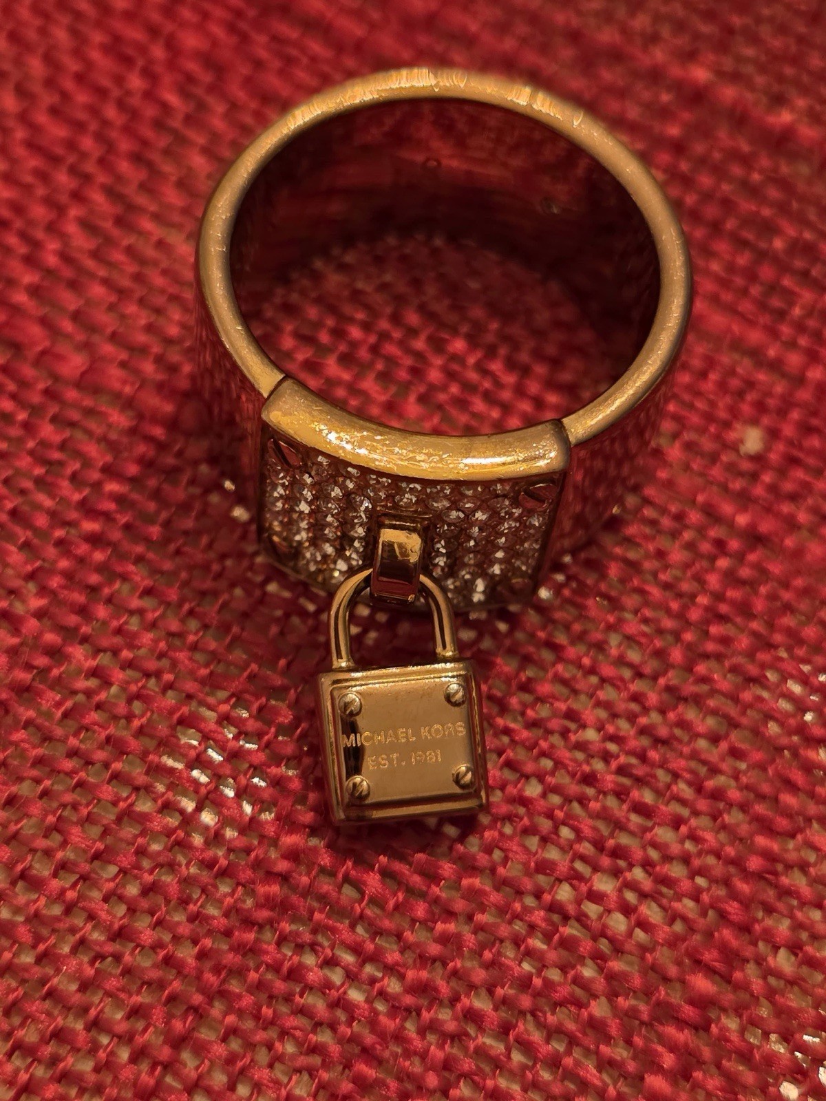 Vintage Michael Kors Padlock Charm Ring Rose Gold Size 8