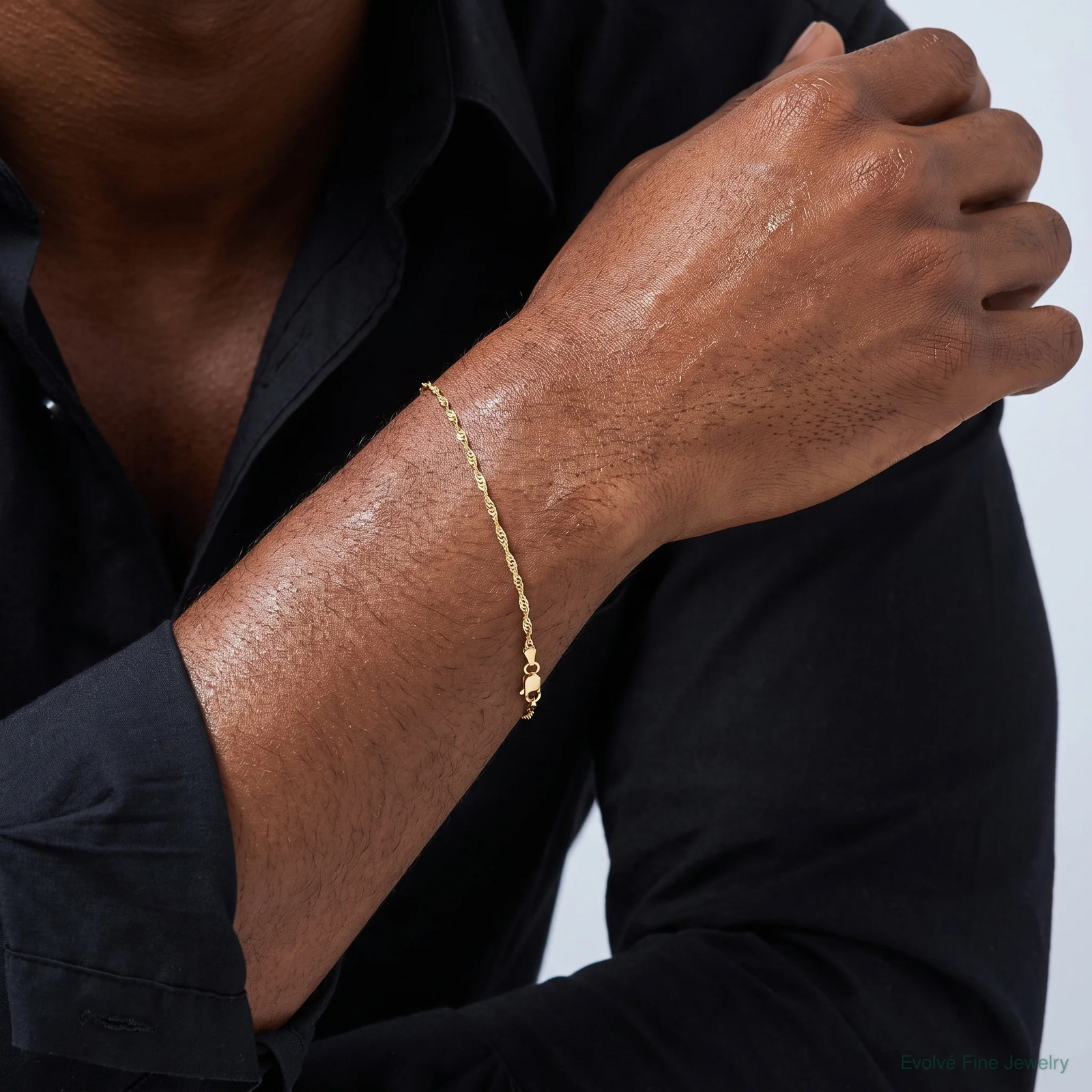 10K Yellow Gold 1.7mm Singapore Chain Bracelet 7″-10″
