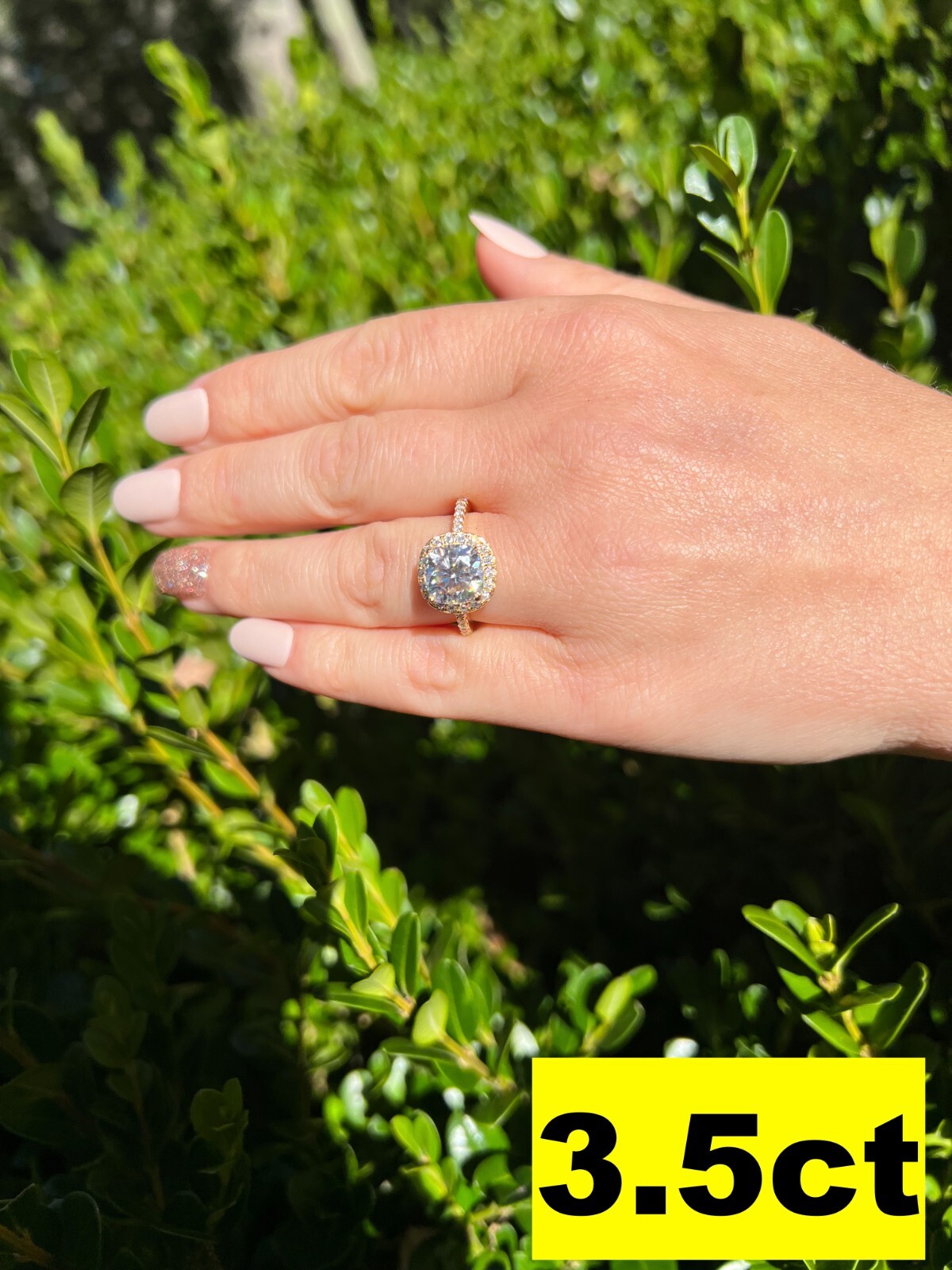 Cushion Cut Moissanite Engagement Promise Ring Real 14k Gold Vermeil 925 Silver