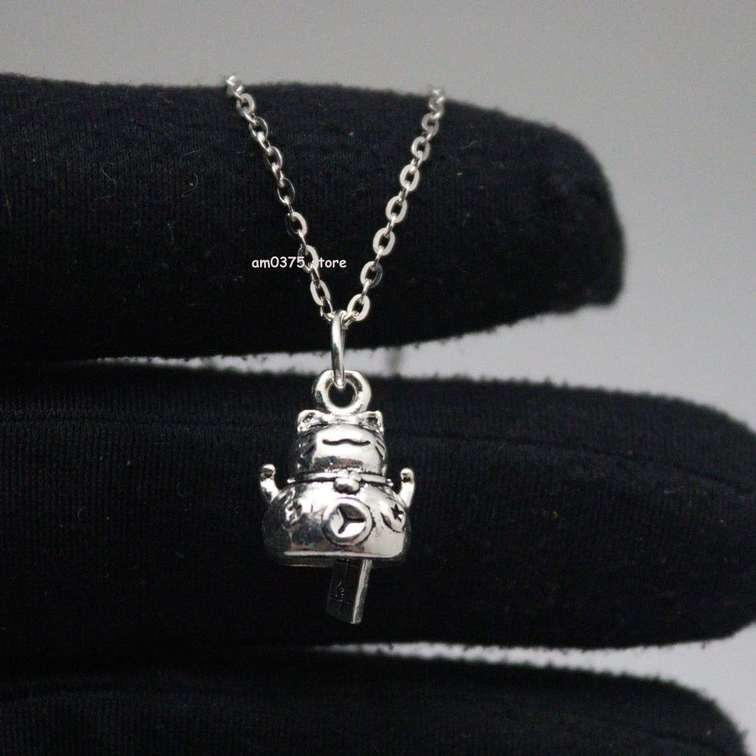 Real 925 Sterling Silver Women Men Lucky Coin Cat Bell Pendant Accessory 22*11mm