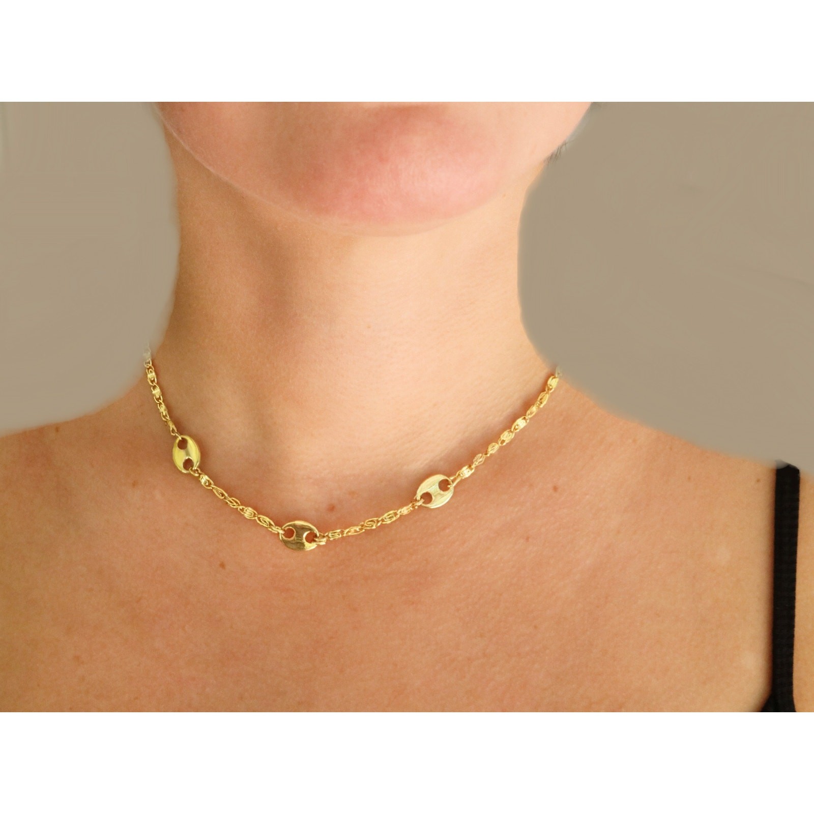 Fine Quality Craftsmanship 15 inch choker necklace Authentic 18K Gold Plated