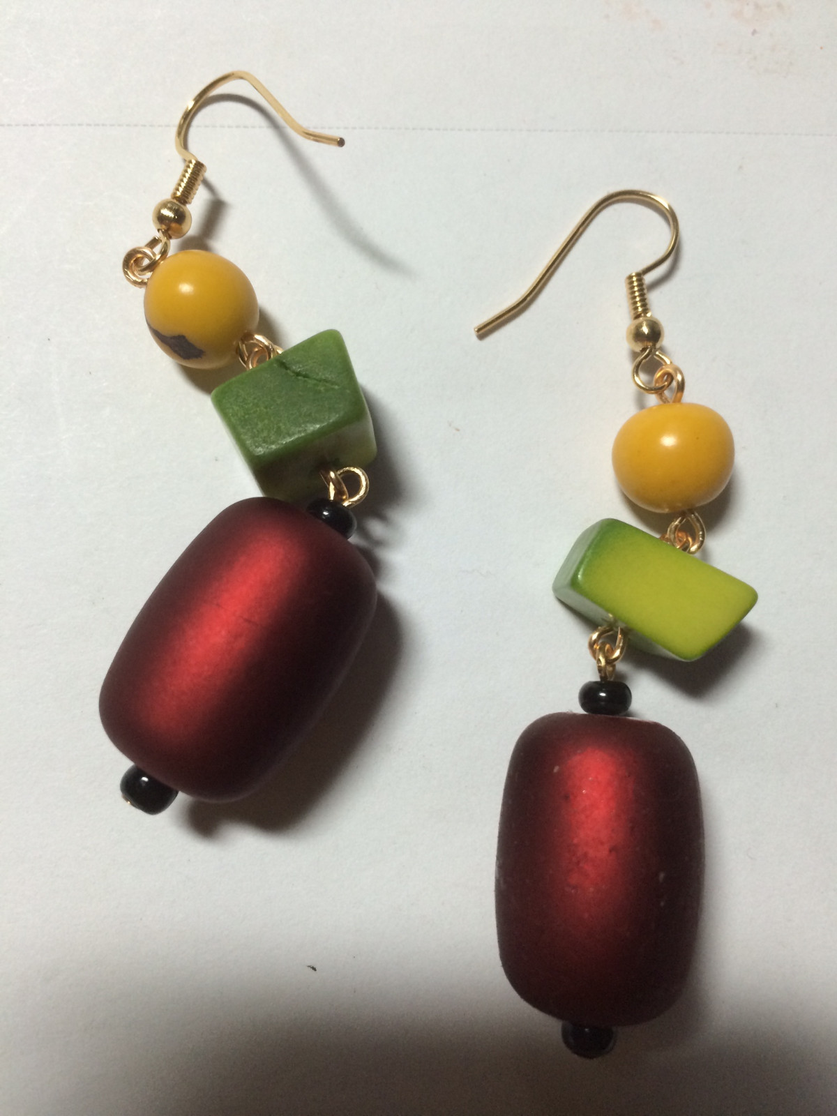 Irie Beads Reggae Rasta Red Yellow Green Black Earrings