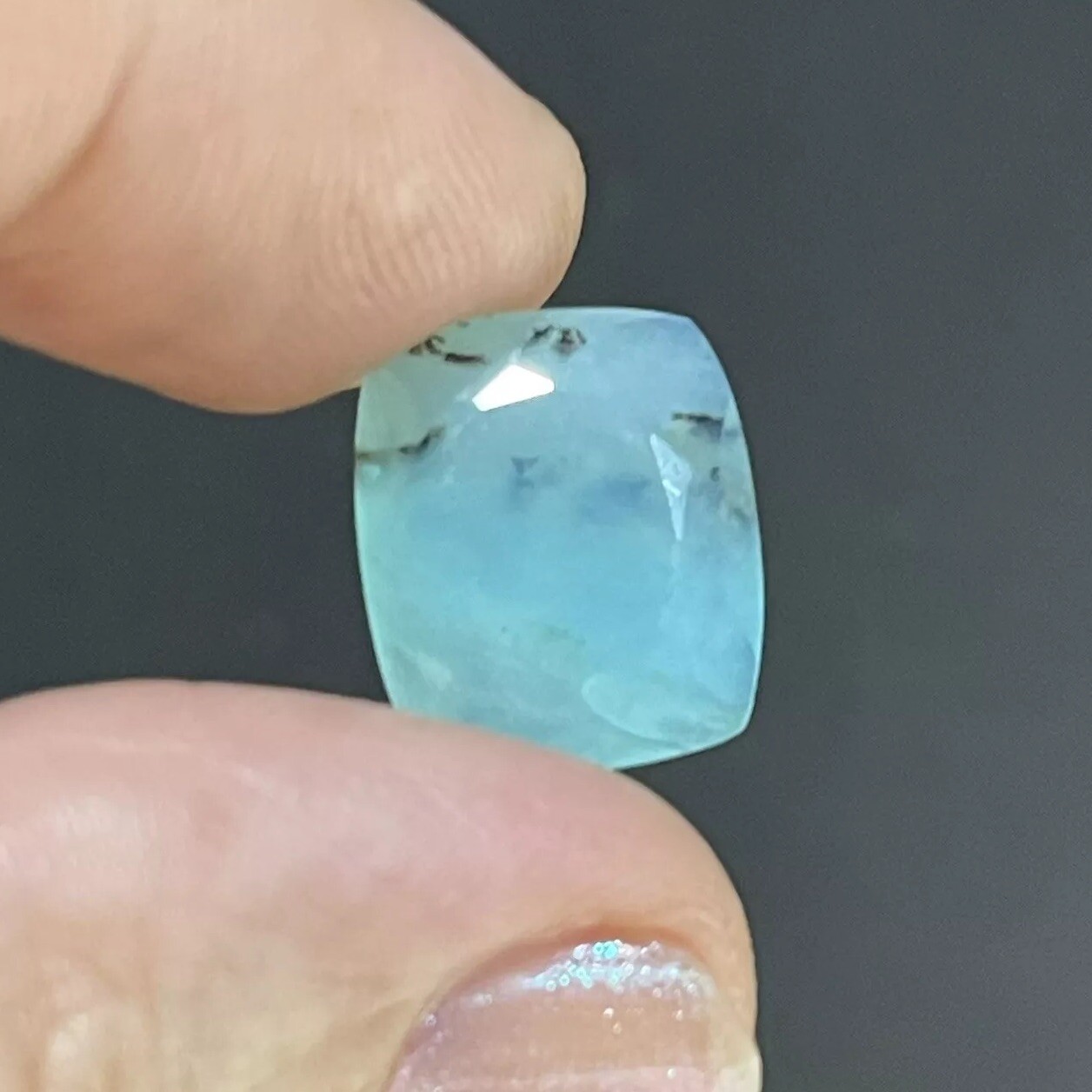 5.15ct 14.7×12.6x48mm Fine Blue Peruvian Opal Ring Cabochon Loose Faceted Gem