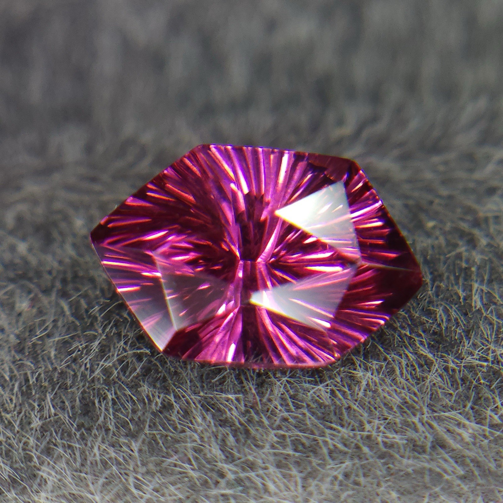 Natural Rhodolite Garnet Sunburst Cut Long Hexagon 8.3mm 1.30 Carat.