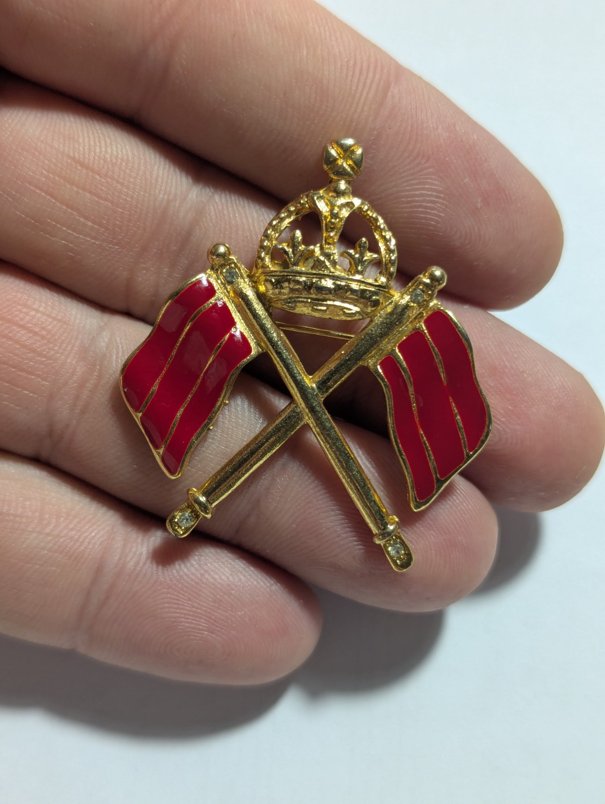 Nautical Yacht Club Vintage Sweetheart Jewelry Brooch Lapel Pin Red Flags