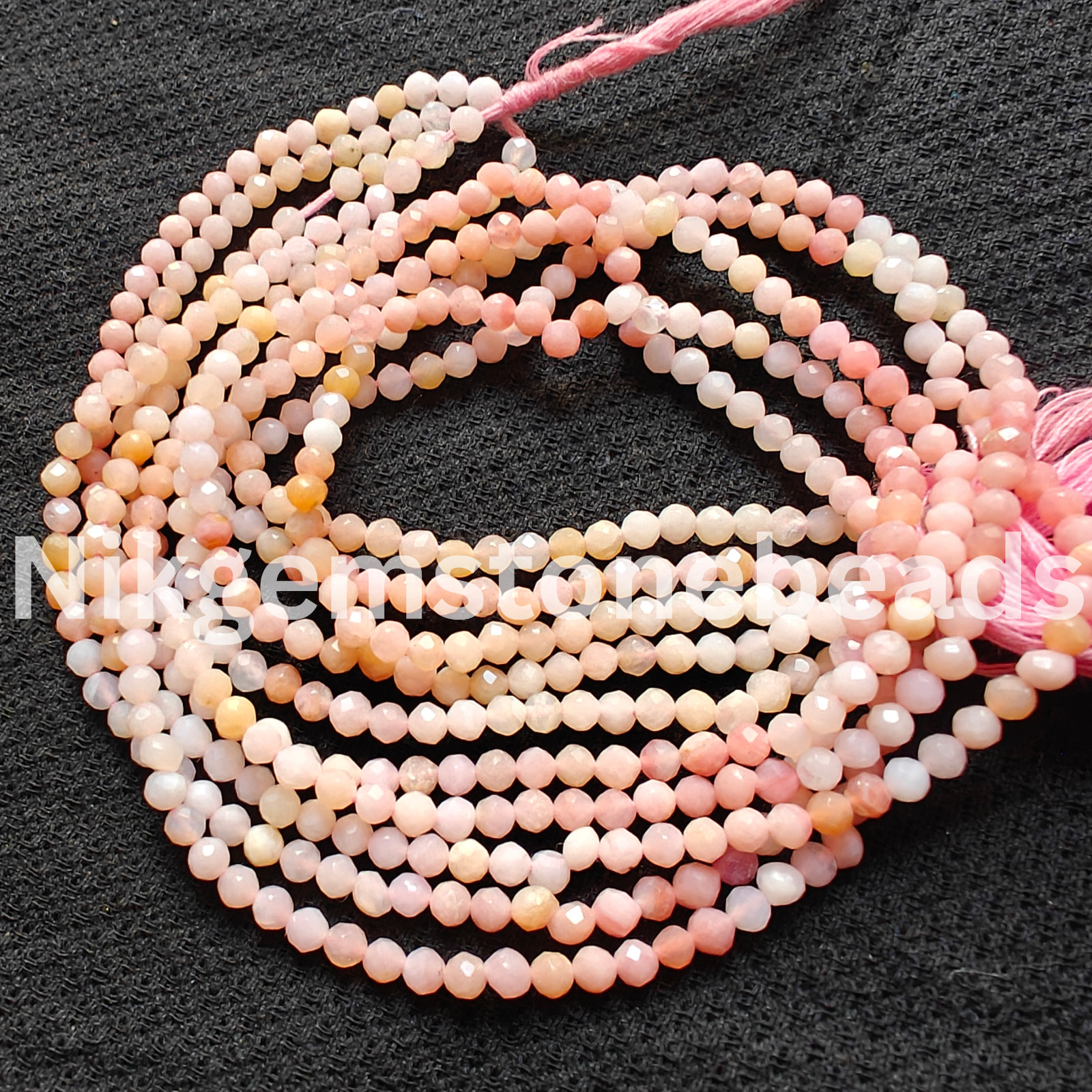 Natural Shaded Peruvian Opal Beads, Micro Faceted Round Cut Stone, 3.25-3.45 MM.