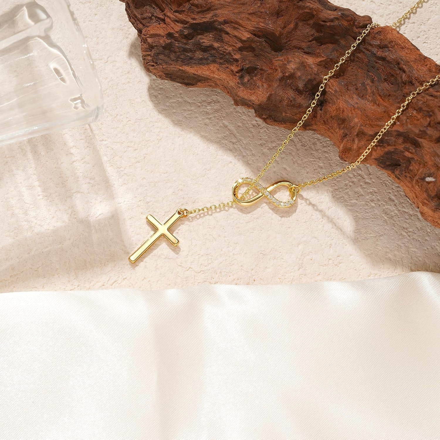 Versatile 14K Gold Plated Cross Necklace – Adjustable Chain for Every Occasion