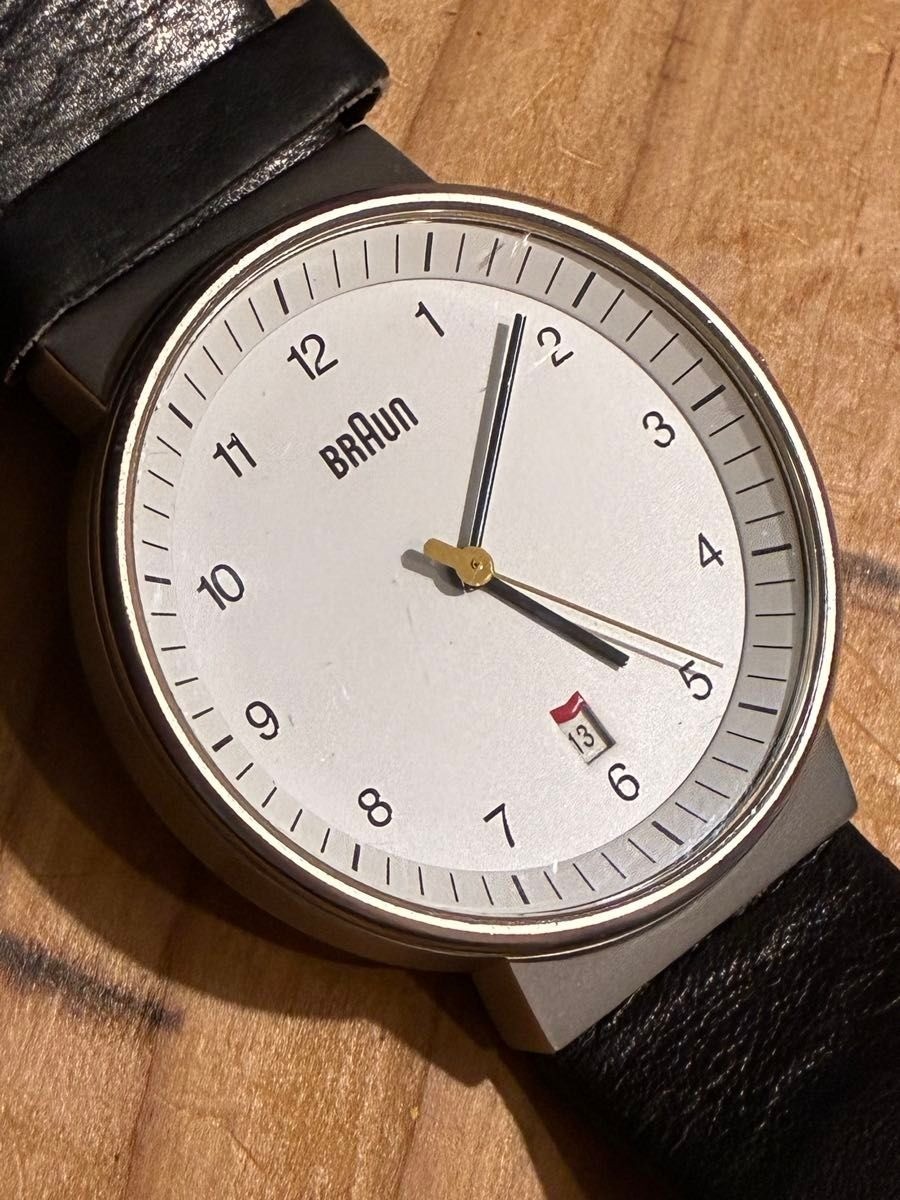 BRAUN Quartz Watch Analog 40mm Stainless Steel Rubber Strap Mens Watch Pre-Owned