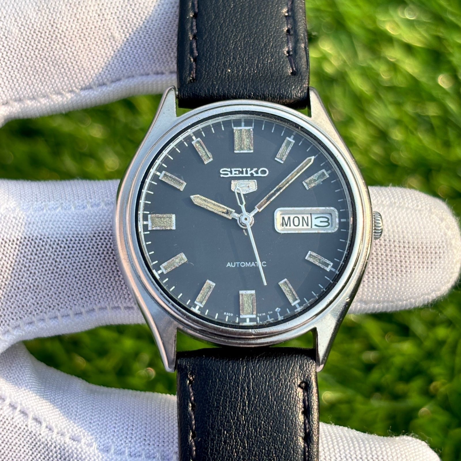 Vintage Seiko 5 Matte Black Dial Automatic Japan Made Men’s Watch 6309-7320