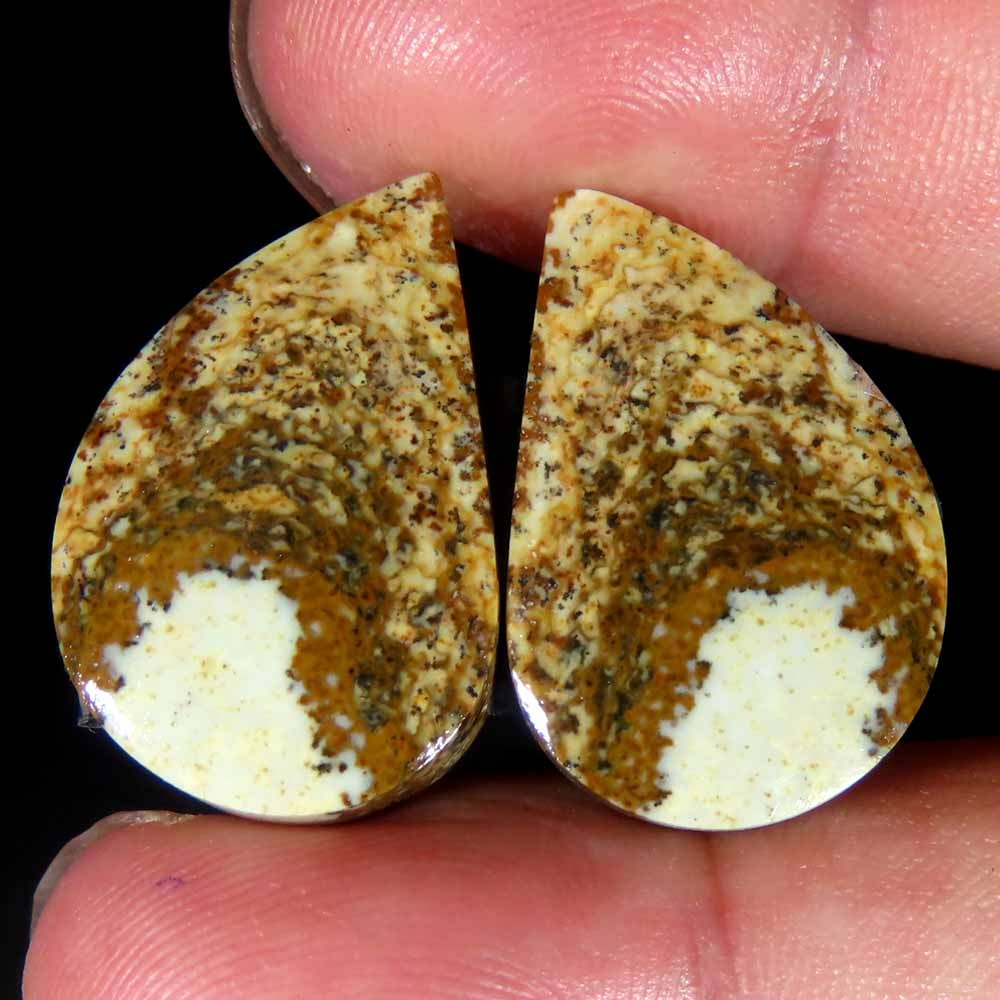 29.45Cts.100%Natural Designer Picture Jasper Fancy 15x23x5mm cab Pair Gemstone