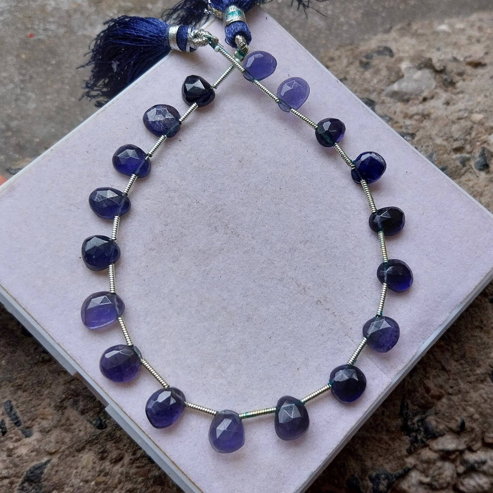30 Carat 6.5×8 to 7×9 MM Natural Blue Purple Iolite Rose Cut 8 inch Beads