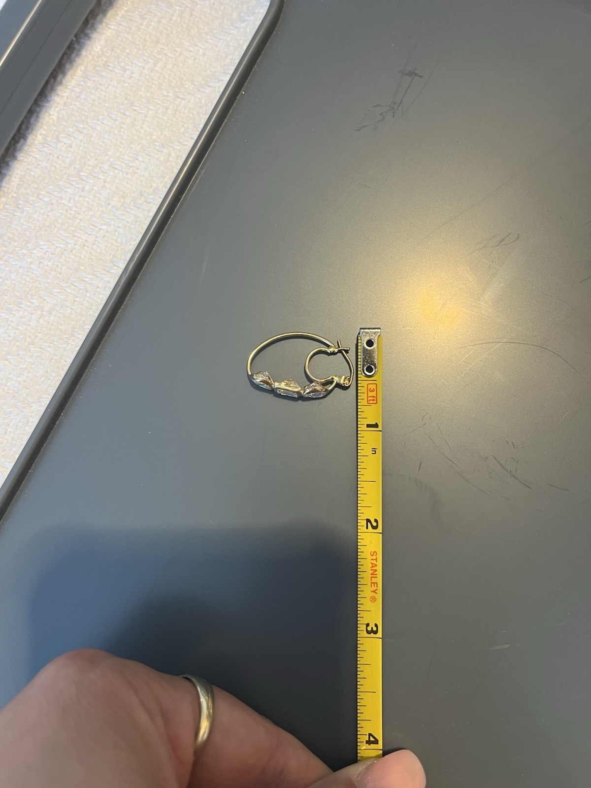 14K Yellow Gold Hoop Earrings 3.9g Geometric CZ Dangle Drop