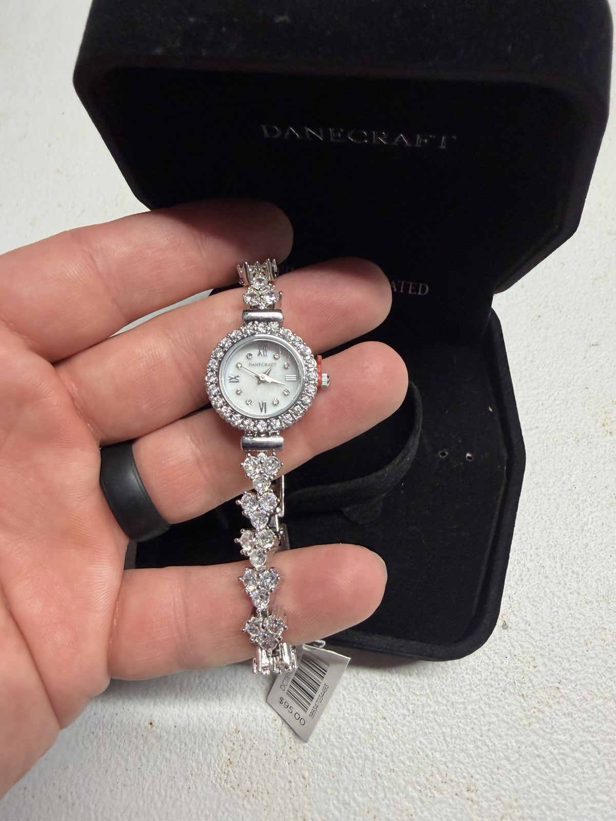 Danecraft Women’s Quartz Analog Watch Roman Numerals White Dial Silver Box