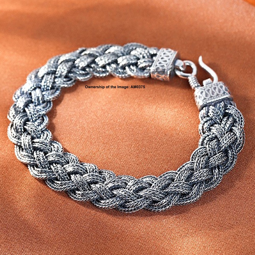 Fine Real S925 Sterling Silver Bracelet 12mm Wheat Link Men Bracelet 7.5-8.7inch