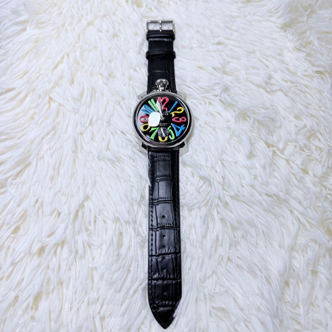 GaGa MILANO Manuale 48mm 5012.MOS.01S Manual Black Multi-Color Dial Leather