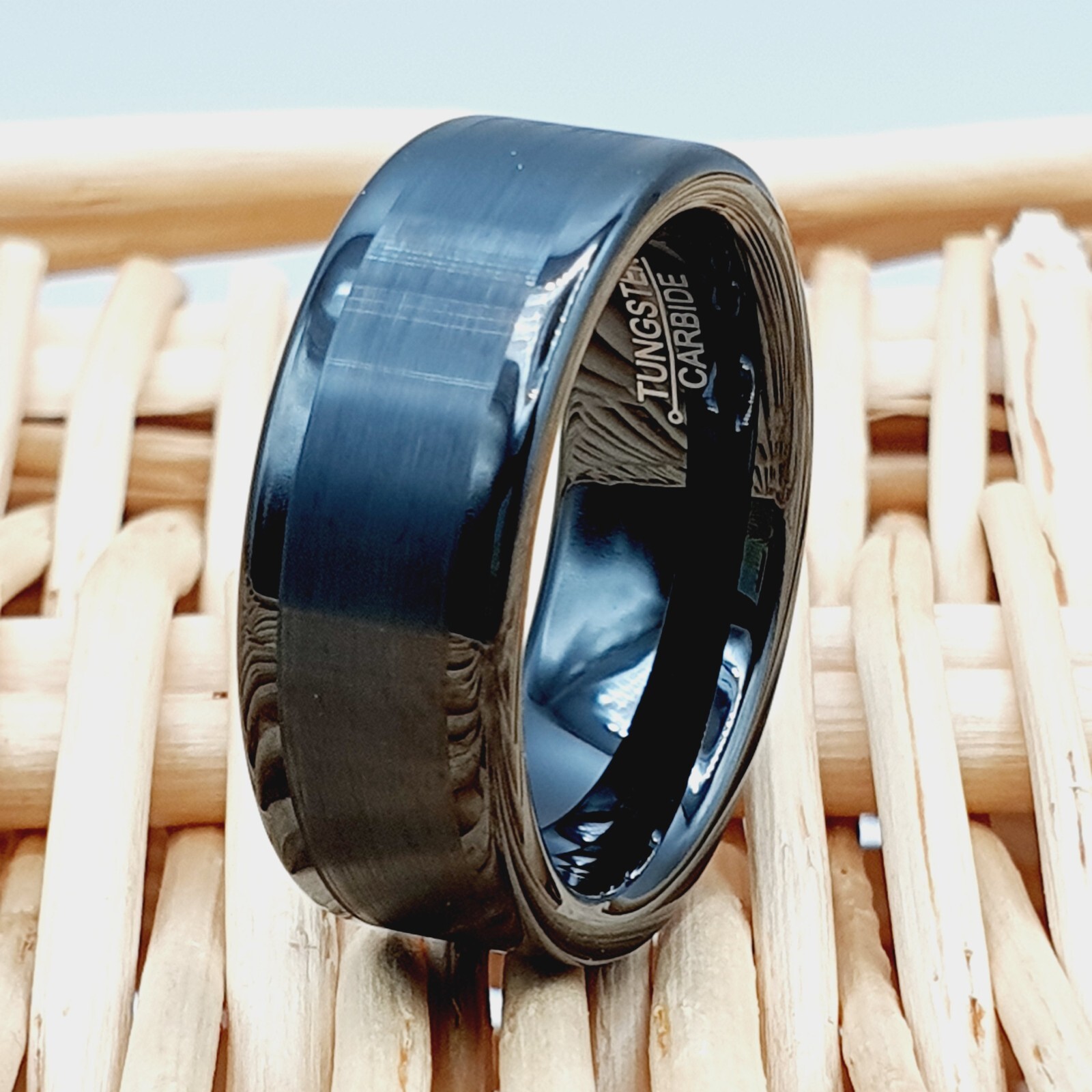 Men’s Women’s Anniversary Promise Ring Brushed Black Tungsten Wedding Band